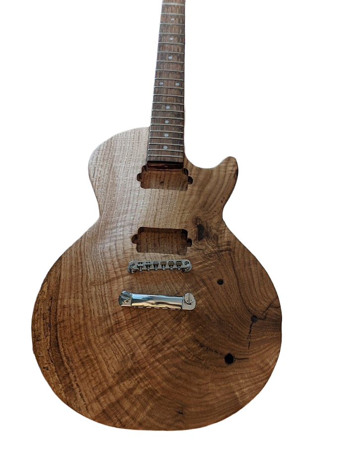 Maple solidbody guitar body with recycled neck