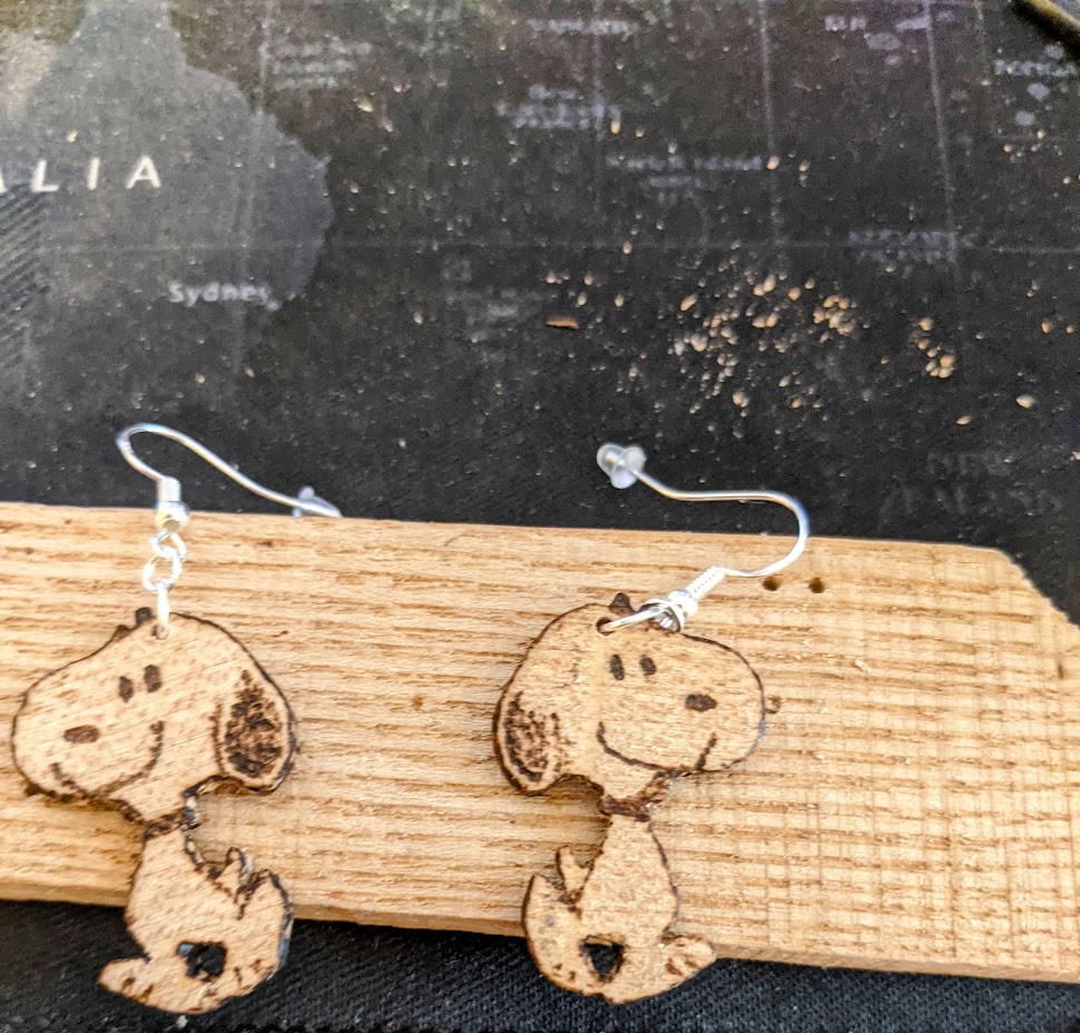 Woodburned earrings